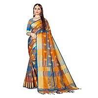 DHRUVI TRENDZ Cotton Silk Women Saree (DT-S2105-1_SkyBlue)