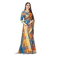 DHRUVI TRENDZ Cotton Silk Women Saree (DT-S2105-1_SkyBlue)