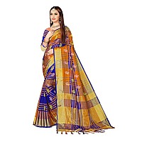 DHRUVI TRENDZ Cotton Silk Women Saree (DT-S2105-1_Blue)