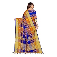 DHRUVI TRENDZ Cotton Silk Women Saree (DT-S2105-1_Blue)