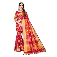 DHRUVI TRENDZ Cotton Silk Women Saree (DT-S2105-1_DrakPink)