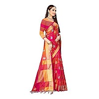 DHRUVI TRENDZ Cotton Silk Women Saree (DT-S2105-1_DrakPink)