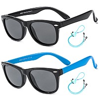 Rocf Rossini Flexible Kids Sunglasses Polarized Toddler Sun Glasses Girls Boys Shades Uv400 Protection Eyewear For Age 28 Blac