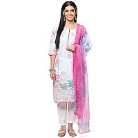 BIBA WOMEN PRINTED NARROW SALWAR KURTA DUPATTA(SKDGARDENIA8517_POWDER BLUE_34)