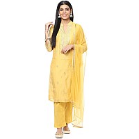 BIBA Women Polyester Blend Embroidery Salwar Kurta Dupatta(Skdassorted8491_Yellow_38)