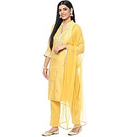 BIBA Women Polyester Blend Embroidery Salwar Kurta Dupatta(Skdassorted8491_Yellow_38)