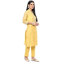 BIBA Women Polyester Blend Embroidery Salwar Kurta Dupatta(Skdassorted8491_Yellow_38)