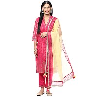 BIBA WOMEN PRINTED NARROW SALWAR KURTA DUPATTA(SKDSUMMER S7860_FUCHSIA_36)