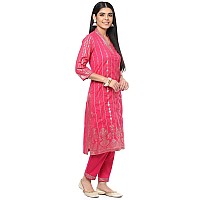 BIBA WOMEN PRINTED NARROW SALWAR KURTA DUPATTA(SKDSUMMER S7860_FUCHSIA_36)