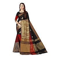 DHRUVI TRENDZ Cotton Silk Women Saree DTS21251Black