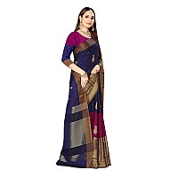 DHRUVI TRENDZ Cotton Silk Women Saree DTS21251Blue