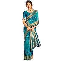 SWORNOF Womens Kanjivaram Banarasi Silk Saree Patola Saree (Firozy), Multicolor