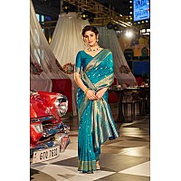 SWORNOF Womens Kanjivaram Banarasi Silk Saree Patola Saree (Firozy), Multicolor