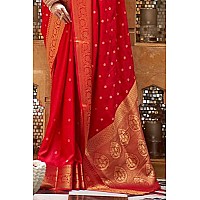 SWORNOF Womens Kanjivaram Banarasi Silk Saree Patola saree (RED)