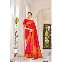 SWORNOF Womens Kanjivaram Banarasi Silk Saree Patola saree (RED)