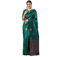 AKHILAM Womens Bagh Silk Blend Woven Design Saree With Unstitched Blouse Piece (Teal blue_14PAKHI1503)