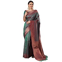 AKHILAM Womens Paisley Silk Blend Woven Design Saree With Unstitched Blouse Piece Pink14PAKHI1508