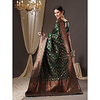 AKHILAM Womens Floral Silk Blend Woven Design Saree With Unstitched Blouse Piece Green13PAKHI1410