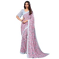 SICHI WomenS Georgette Floral Printed Saree With Unstitched Blouse Piece(2740S1175N_Grey & Pink)