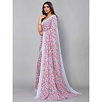 SICHI WomenS Georgette Floral Printed Saree With Unstitched Blouse Piece(2740S1175N_Grey & Pink)