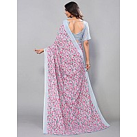 SICHI WomenS Georgette Floral Printed Saree With Unstitched Blouse Piece(2740S1175N_Grey & Pink)