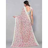 SICHI WomenS Georgette Floral Printed Saree With Unstitched Blouse Piece(2740S1177N_Mint Green & Pink)