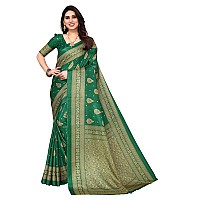 Bee M Pee Designer Silk Cotton Blend Party Stylish sarees for women VidishaBottle Green