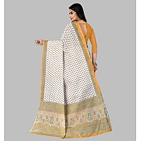 RATAN Pure Cotton Printed Mulmul Saree for Women without Blouse Piece WhiteYellow