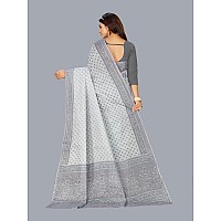 RATAN Pure Cotton Printed Mulmul Saree for Women without Blouse Piece (Grey)