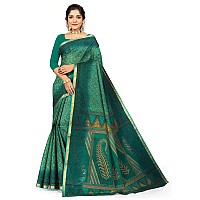 RATAN Pure Cotton Printed Mul Mul Saree for Women without Blouse Piece (KIA-8782_Green)