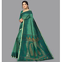 RATAN Pure Cotton Printed Mul Mul Saree for Women without Blouse Piece (KIA-8782_Green)