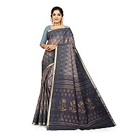 RATAN Pure Cotton Printed Mul Mul Saree for Women without Blouse Piece (KIA-8781_Grey)