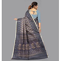 RATAN Pure Cotton Printed Mul Mul Saree for Women without Blouse Piece (KIA-8781_Grey)