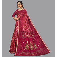 RATAN Pure Cotton Printed Mul Mul Saree for Women without Blouse Piece (KIA-8783_Rani Pink)