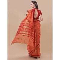 Sidhidata Womens Checks Kota Doria Cotton Manipuri Saree With Unstitched Blouse Piece (Pizza Peach_Peach_Free Size)