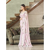 Womanista Womens Satin Hand Print Saree (TI3310_Baby pink)