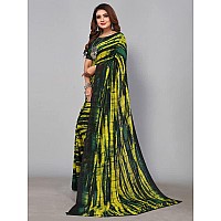 SICHI WomenS Georgette Printed Saree With Unstitched Blouse Piece2756S400NDark Green Yellow