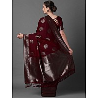 AKHILAM Womens Floral Silk Blend Woven Design Saree With Unstitched Blouse Piece (Brown_3PAKHI5104A)