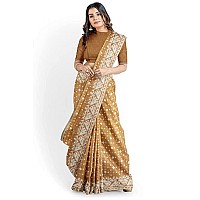 OISHANI SAREE GHOR Womens Traditional Bengal Cotton Silk Jamdani Saree BROWN