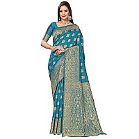 Glory Sarees Womens Banarasi Silk Saree With Blouse Piece (Banarasi_Saree131_Firozi)