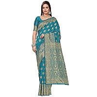 Glory Sarees Womens Banarasi Silk Saree With Blouse Piece (Banarasi_Saree131_Firozi)