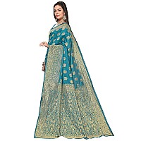 Glory Sarees Womens Banarasi Silk Saree With Blouse Piece (Banarasi_Saree131_Firozi)