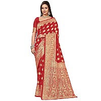 Glory Sarees Womens Banarasi Silk Saree With Blouse Piece (Banarasi_Saree131_Red)