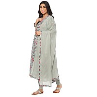 BIBA WOMEN PRINTED FITTED SALWAR KURTA DUPATTA(SKDASSORTED8655_DUL SEA BLUE_40)