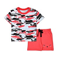 Ariel Baby Boys Baby Girls Cotton Printed Round Neck Half Sleeve Tshirt Short Trendy Summer Clothing Sets Arbhalfss69St