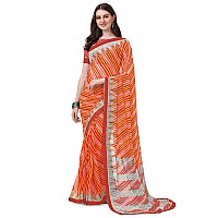 Amazon Brand - Anarva Womens Chiffon Bandhani Lehariya Saree With Blouse Piece (pavitraa-red-03-an)