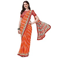 Amazon Brand - Anarva Womens Chiffon Bandhani Lehariya Saree With Blouse Piece (pavitraa-red-03-an)