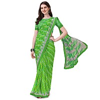 Amazon Brand - Anarva Womens Chiffon Bandhani Lehariya Saree With Blouse Piece (pavitraa-parrot-green-03-an)