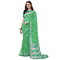 Amazon Brand - Anarva Womens Chiffon Bandhani Lehariya Saree With Blouse Piece (pavitraa-bottle-green-03-an)