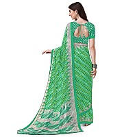 Amazon Brand - Anarva Womens Chiffon Bandhani Lehariya Saree With Blouse Piece (pavitraa-bottle-green-03-an)